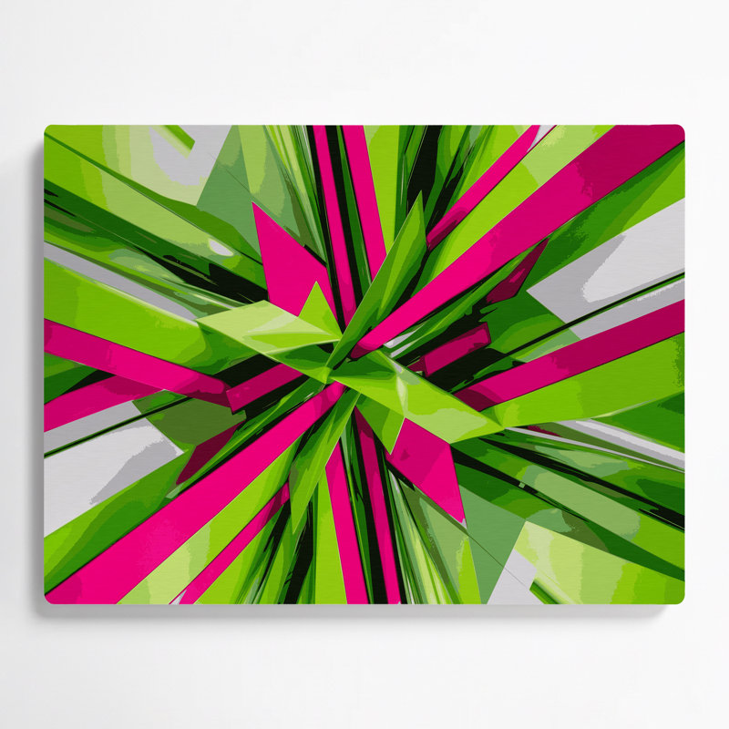 «Geometric Abstraction 45», art mural en métal vert, H 11 po x l 14 po