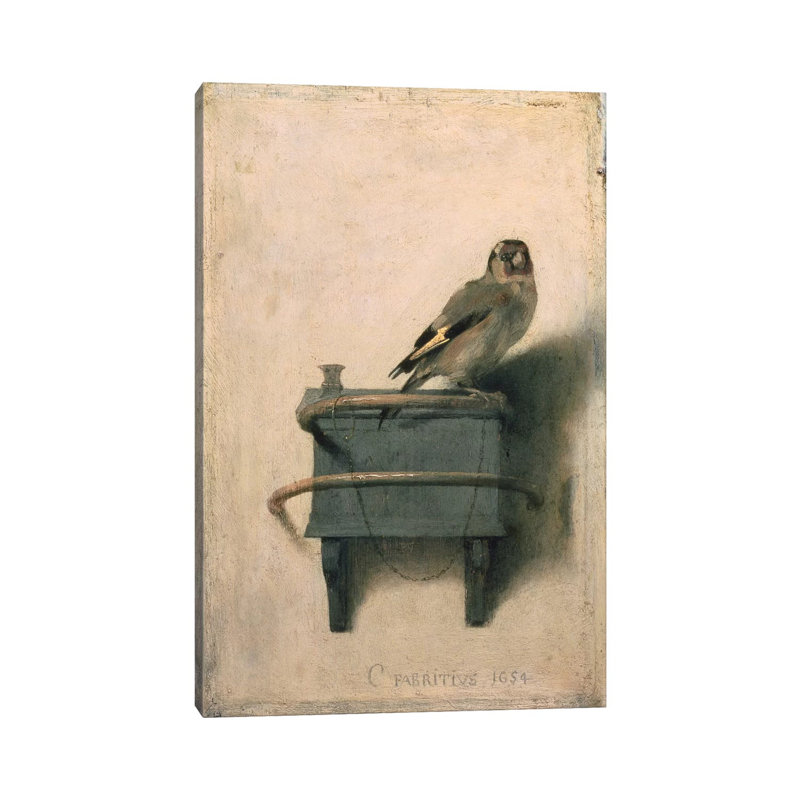 The Goldfinch, 1654 by Carel Fabritius - Painting on Canvas, 20.32 cm H x 30.48 cm W, No Frame