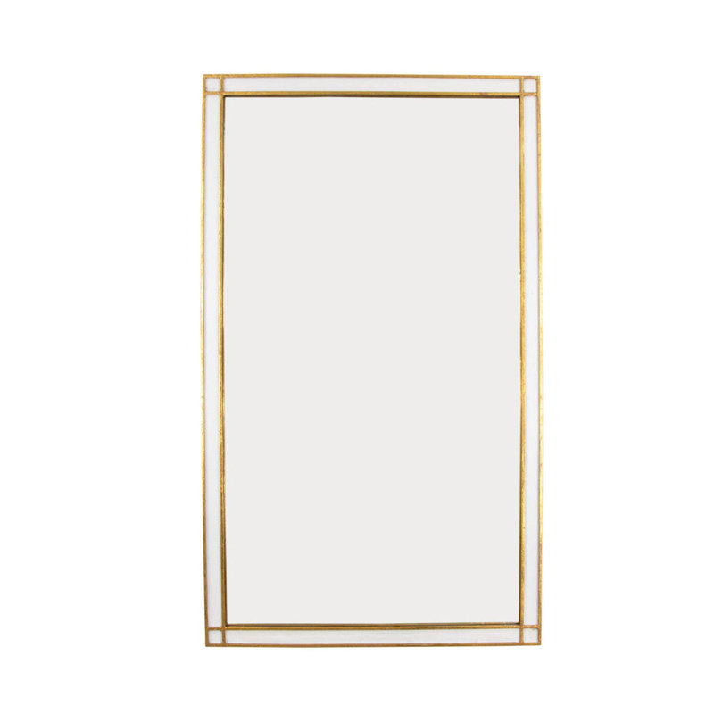Mindy Flat Metal Wall Mirror, White/Gold