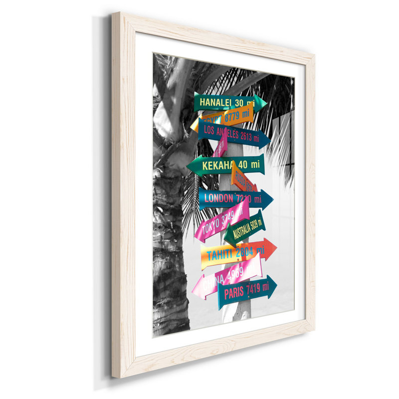 Mission Beach - impression d'art graphique, Papier encadré blanc, H 44 po x l 31 po x P 1 po, Blanc