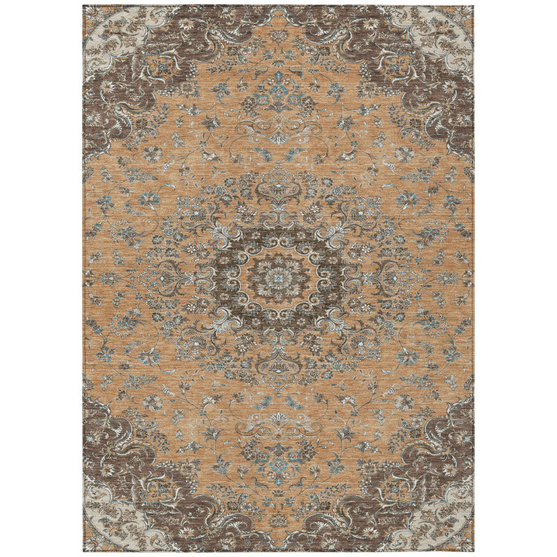 Machine Washable Indoor/Outdoor Chantille ACN2495 Global Rug, 9' x 12', Copper