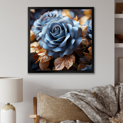 «Azure Blue Roses Arrangement Elegance III», reproduction sur toile