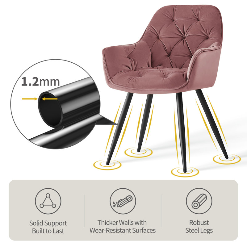 Velvet Tufted Upholstered Armchair Runge 50cm H, Rose