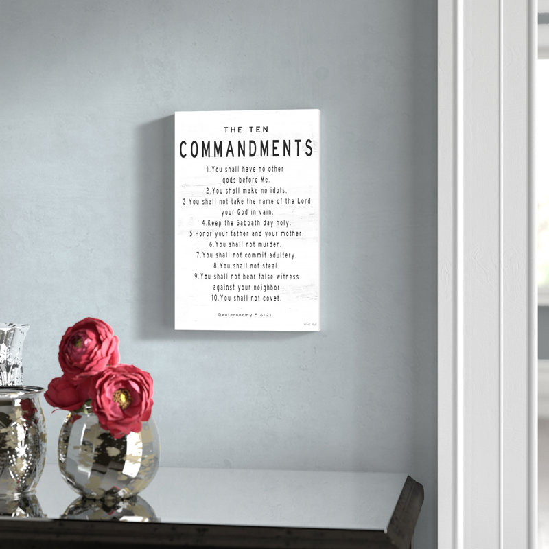 The Ten Commandments by Cindy Jacobs - Print on Canvas, 66.04cm H x 20.32cm W x 3.81cm D, Wrapped Canvas