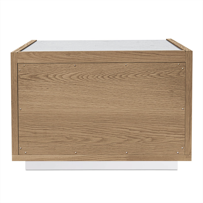 2 - Drawer Nightstand in Dark Grey, Light Rosa/Oak
