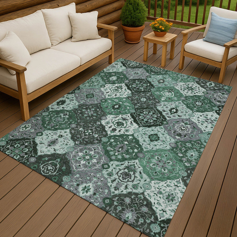 Tapis intérieur / extérieur lavable à la machine Matteson ACN2292, Rectangulaire 8 pi x 10 pi