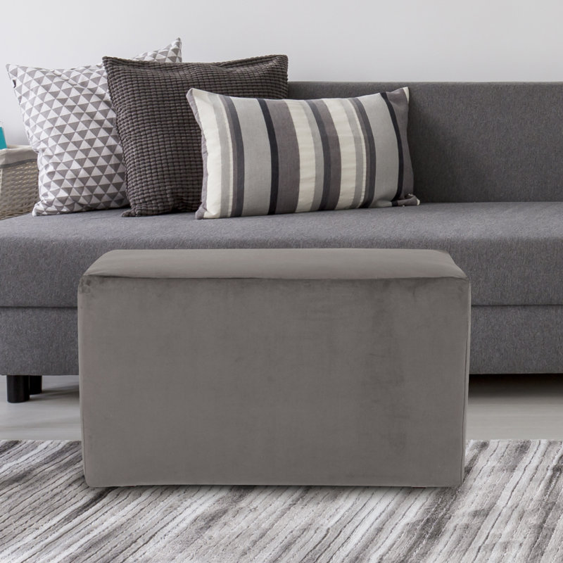 Asija Polyester Ottoman Slipcover, Pewter