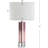 Led Table Lamp With Glass Base And Cotton Shade, Energy-Saving Bulb Included, Contemporary Design For Bedroom, Living Room, Office, And College Dorm