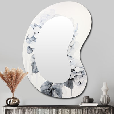 Délice d'hortensia gris minimalisme - Hydrangea métal Art Decor - miroir mural traditionnel irrégulier