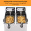 Friteuse électrique 3000W avec 2 paniers et couvercles, friteuse double en acier inoxydable 2X3L, friteuse de comptoir, contrôle de la température, protection contre la surchauffe