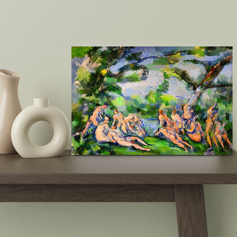 Bathers 1 Classic Traditional Abstract Nature Spring Wall Art Print by Paul Cezanne - Wrapped Canvas Print