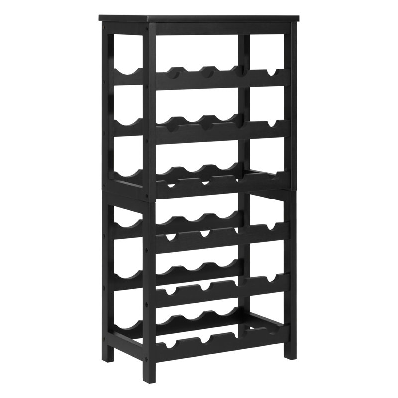 Support à vin amovible en bambou pour 24 bouteilles - Rangement autoportant à 6 niveaux avec plateau de table, noir