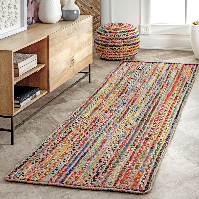 Lovetto Bohemian Handmade Braided Red Rug, Runner 2'6" x 6'