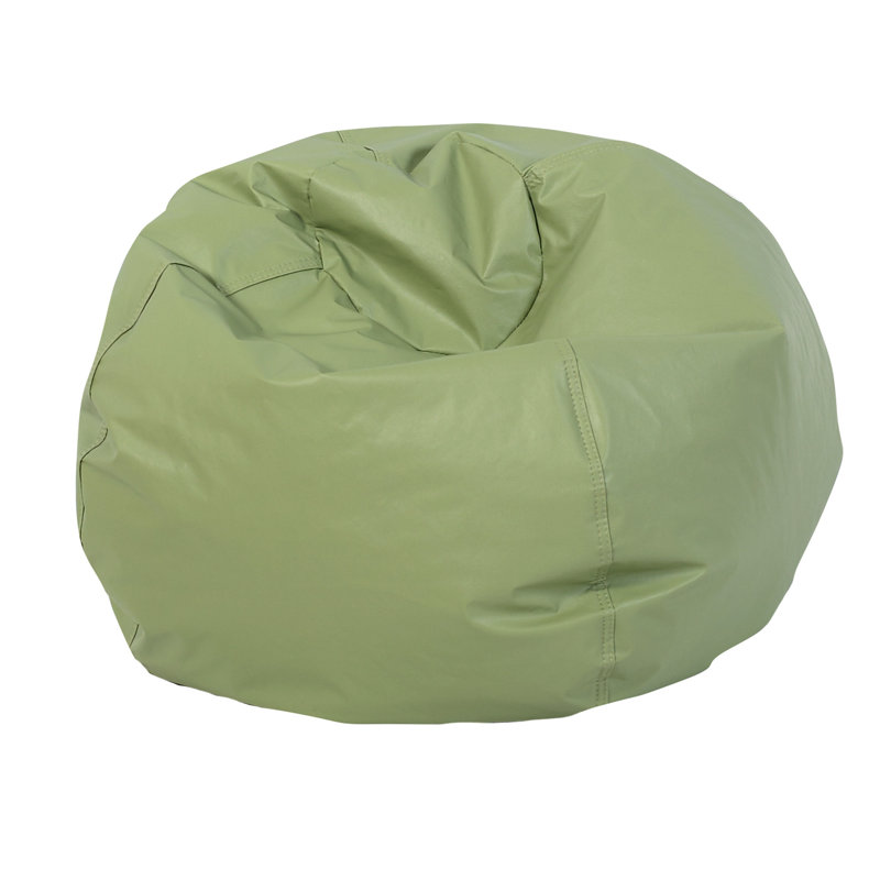 26" Cozy Woodland Round Bean Bag, Sage Faux Leather