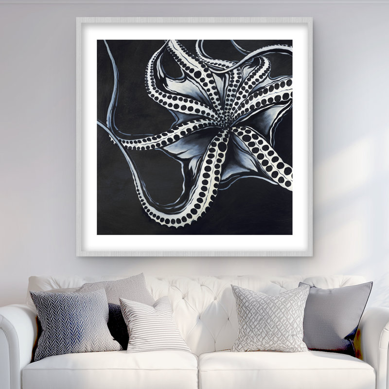 Octopus tentacule - bleu marine, H 36 po x l 36 po, Argent argent