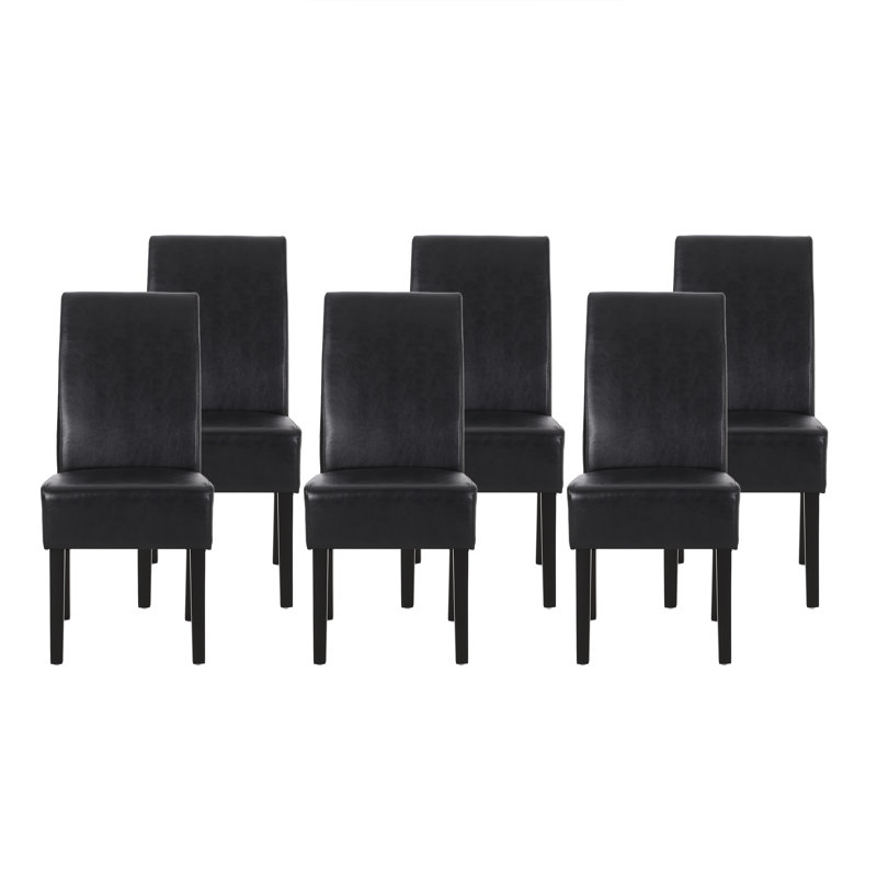 Mandosa Faux Leather Upholstered Parsons Chairs, Black