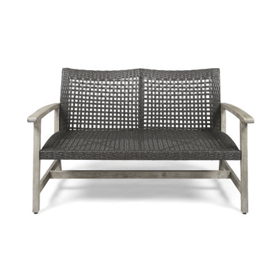 Patio And Backyard Grey , Long-Lasting Seat, Strong Wood Frame With Iron Enhancements Metal & For Outdoor Spaces, Handwoven