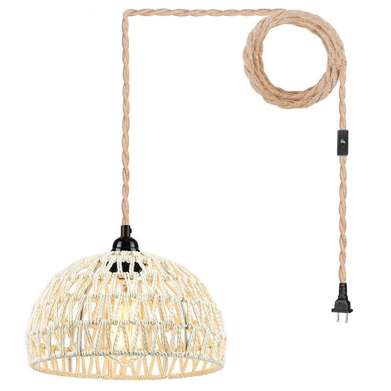 Aylah 1 - Light Dome Pendant, Light Beige, 5.5" H x 9.8" W x 9.8" D