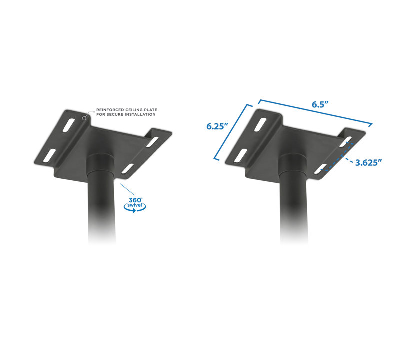 Black Multi Screen Ceiling Mount for Holds up to 350 lbs