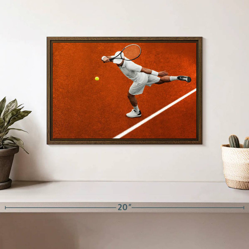 Jeu de tennis, 13 po x 9 po, Cadre flottant noyer