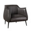 Fauteuil club Leoni, similicuir brun foncé, bois massif évasé