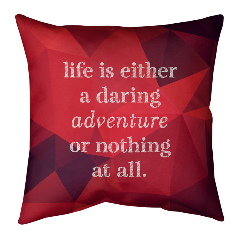 Oreiller en fausse pierre-citation vie adventure, Rubis, 16 po x 1 po