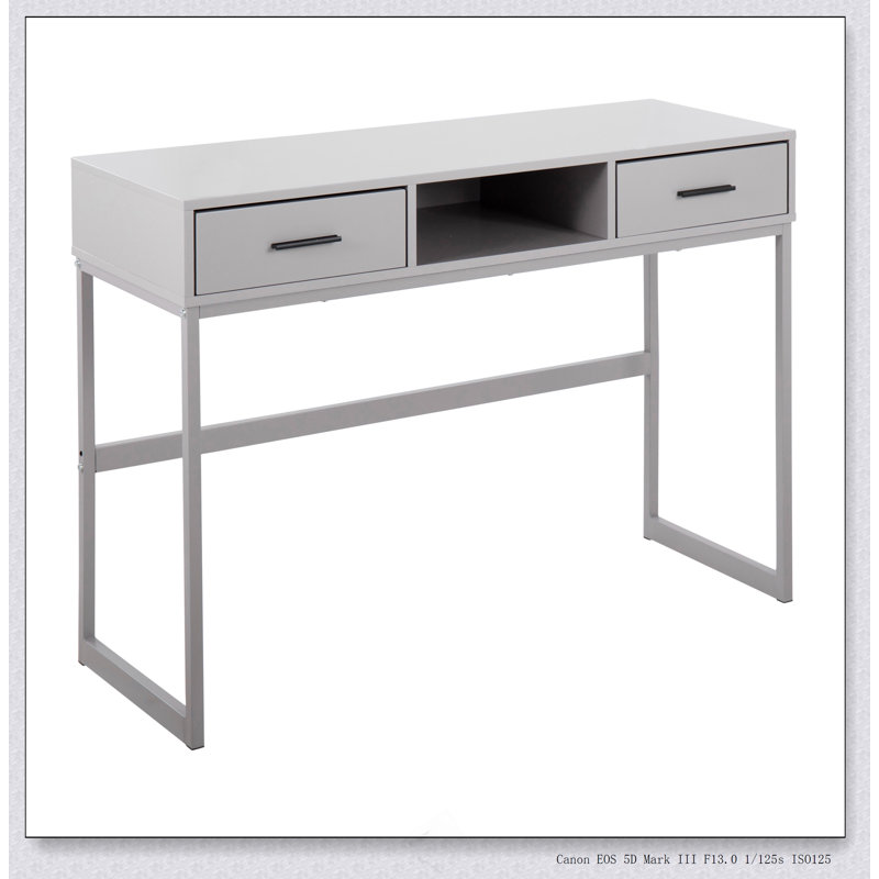 Console contemporaine en métal et bois, Gris