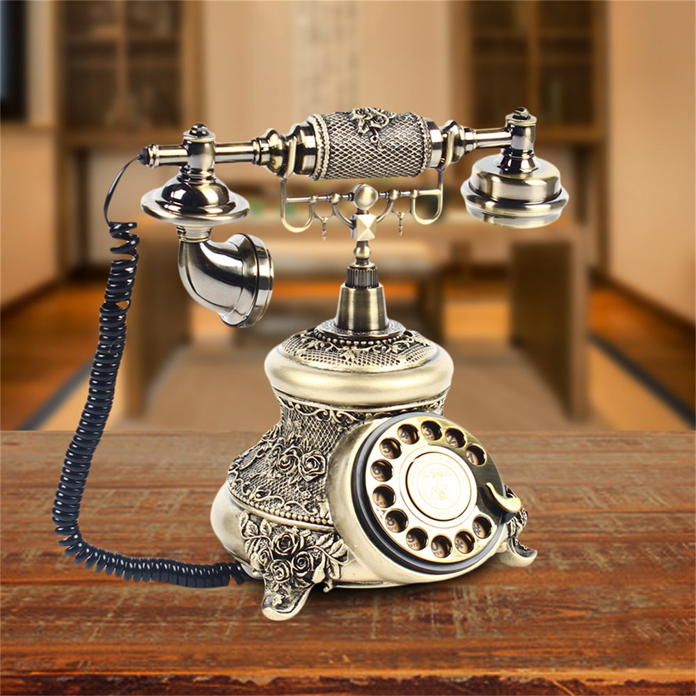 Tebru Retro Vintage Telephone, Antique Home Telephone,Vintage Retro  Telephone Rotary Dial Antique Landline FSK/DTMF Office Home Auto IP