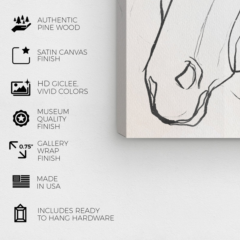 " Stallion Sketch III " by Oliver Gal, 30" H x 20" W x 0.75" D, Wrapped Canvas