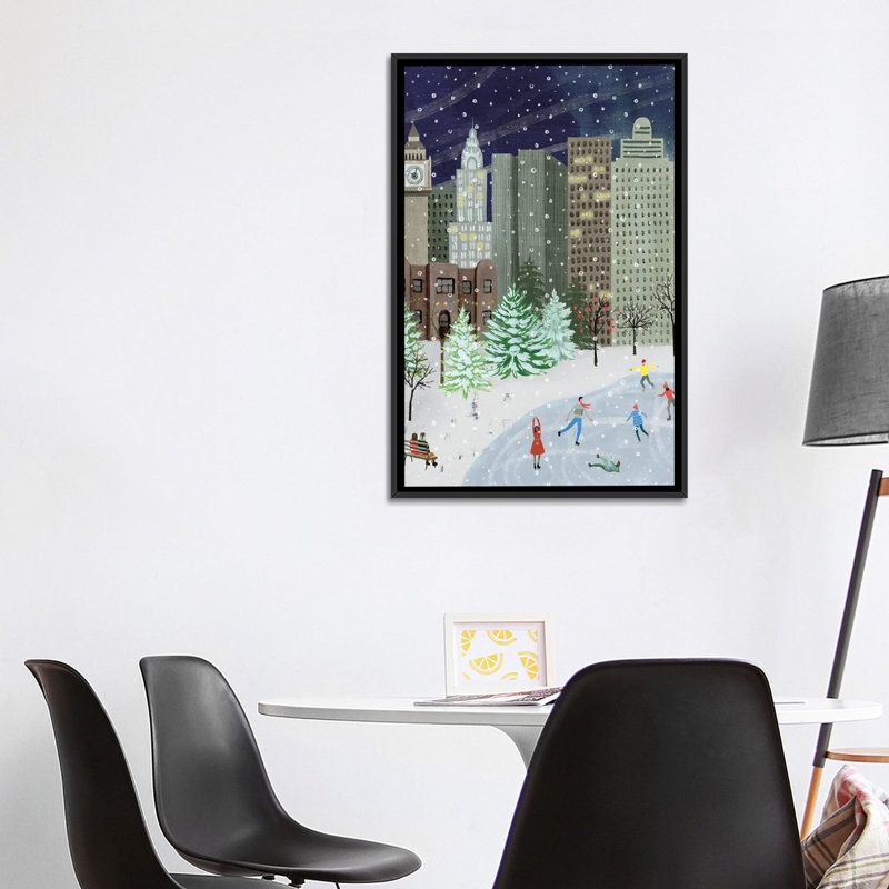 «Christmas in the City I» par Grace Popp - impression d'art graphique, H 40 po x l 26 po x P 1,5 po, Toile avec cadre noir