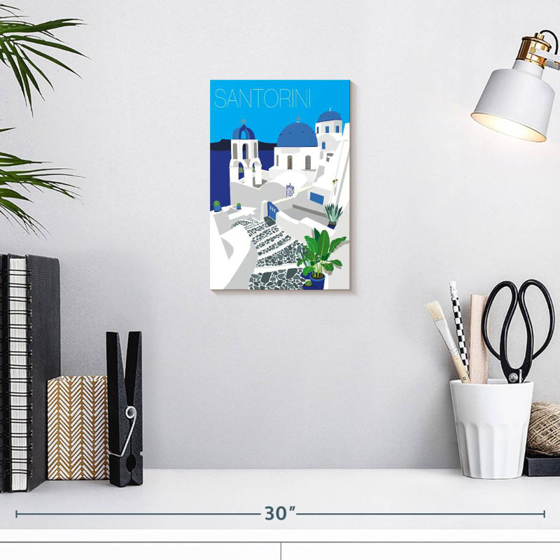 Aime Santorini contre le ciel bleu, H 12 po x l 8 po