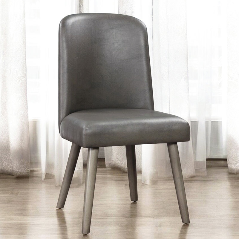 2 chaises d'appoint grises avec siège et dossier à tablier rembourré, style dossier solide, pieds en bois, 15 po entre le plancher et le siège, broche de meuble de salle à manger, pour