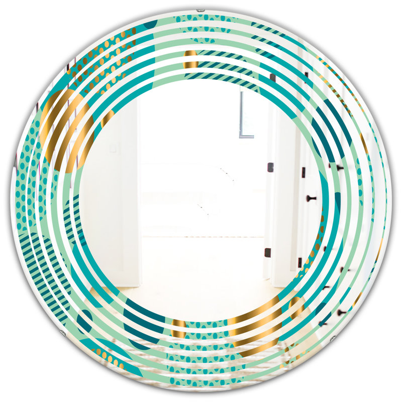 Miroir mural Coastal, H 24 po x l 24 po, Tourbillon, feuillage et géométrie