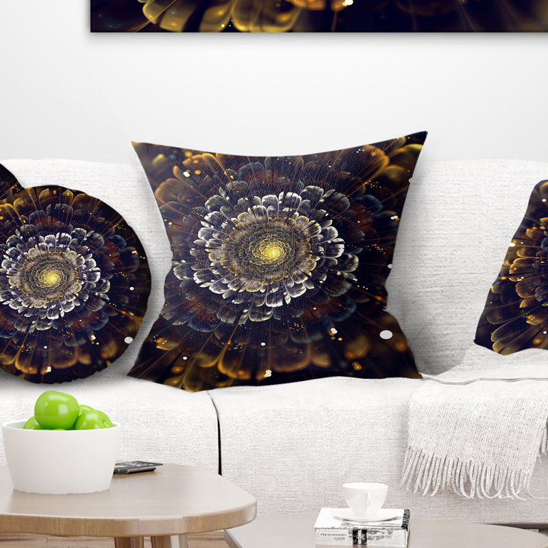 Fleurs De Fractale Avec Oreiller Violet Abstract