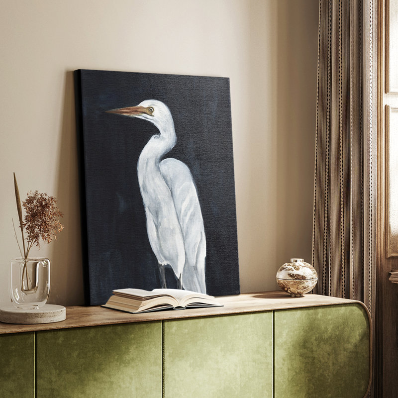 Calm Great Egret I - galerie sur mesure enveloppée Cavas, H 60 po x l 40 po