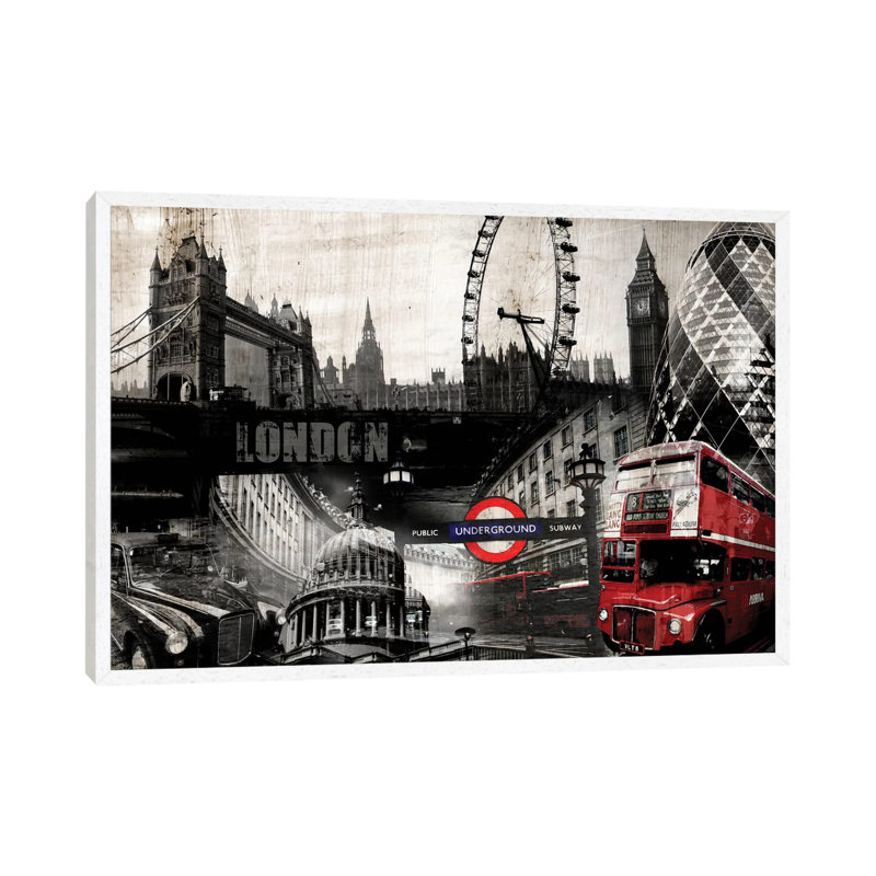 London - Print on Canvas, 152.5 cm H x 101.5 cm W, White Floater Framed