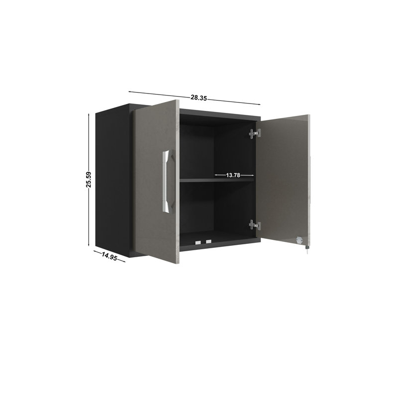 Aseem 3 Piece Storage System, Matte Black/Grey