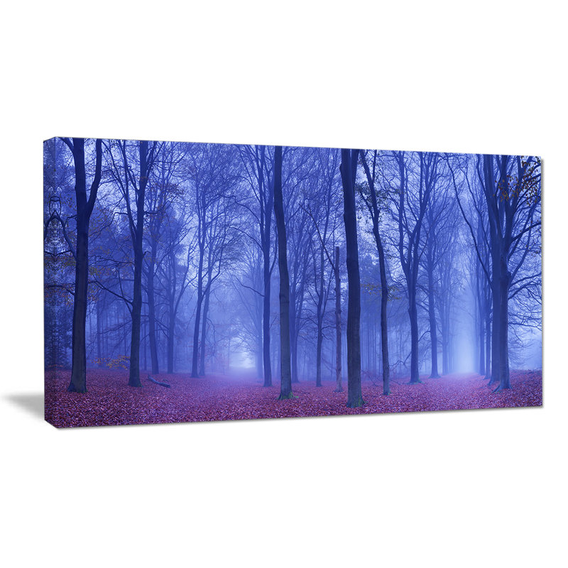 «Two Paths in Foggy Blue Forest», reproduction de photo sur toile tendue, H 16 po x l 32 po x p 1 po