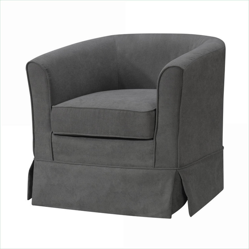 Chaise d'appoint pivotante en tonneau gris ardoise, siège d'appoint de salon compact, tissu tissé 28 po, Gris