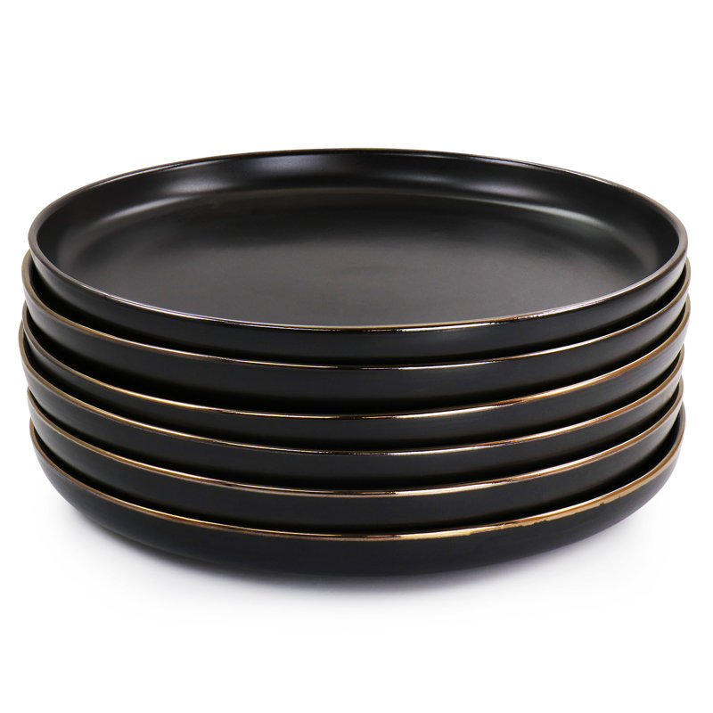 Ensemble d'assiettes en grès 6 pièces Elama Arthur, Noir mat