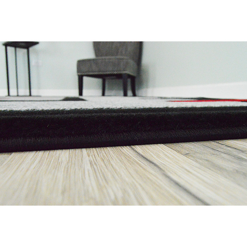 Tapis gris / noir Mccampbell Southwestern, Rectangle 2 pi 7 po x 4 pi