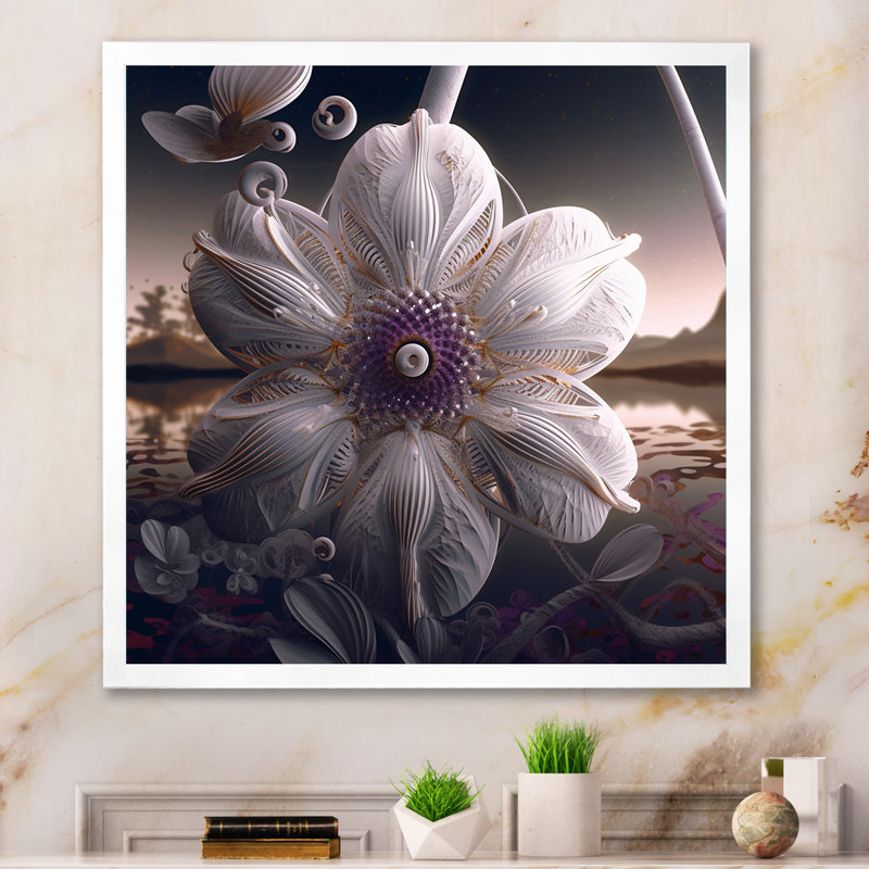 Magie blanche magnolia à l'aube sur toile, H 24 po x l 24 po x P 1 po, Cadre simple blanc