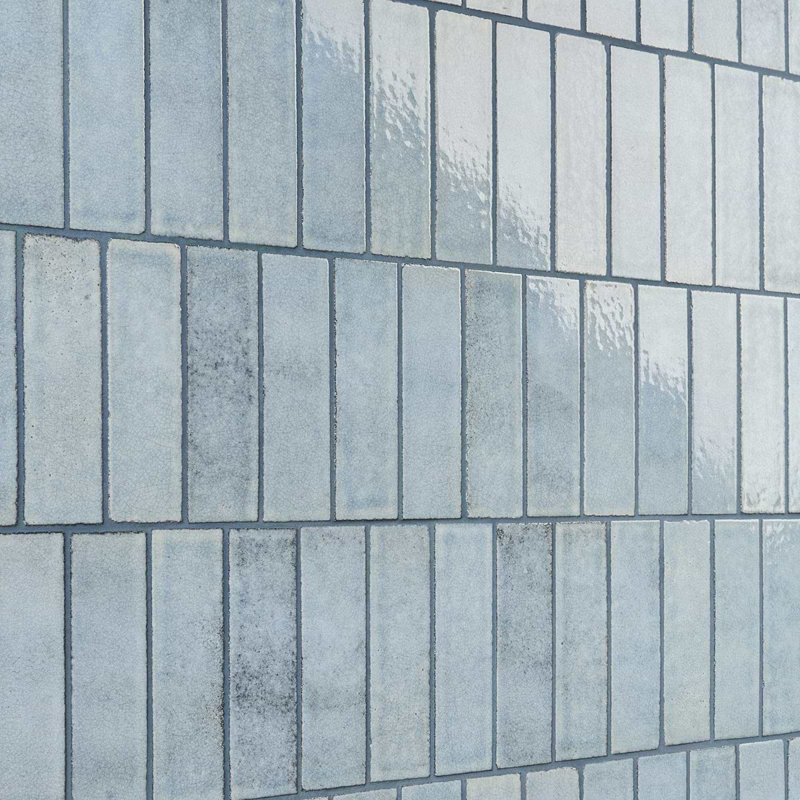 Color One 2x8 Glossy Lava Stone Tile, Arctic Blue