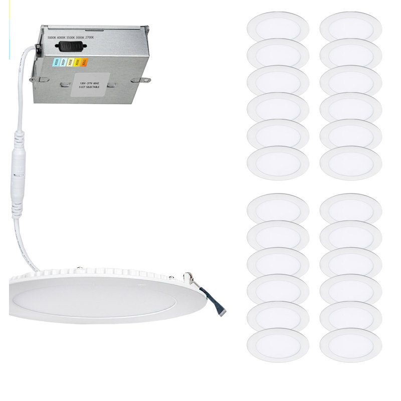 Lotos 6.75'' Selectable Color Temperature Dimmable Air-Tight IC Rated LED Canless Recessed Lighting Kit