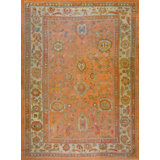 Graceful Antique Turkish Oushak Small Rug with Subtle Pastel Allover Design