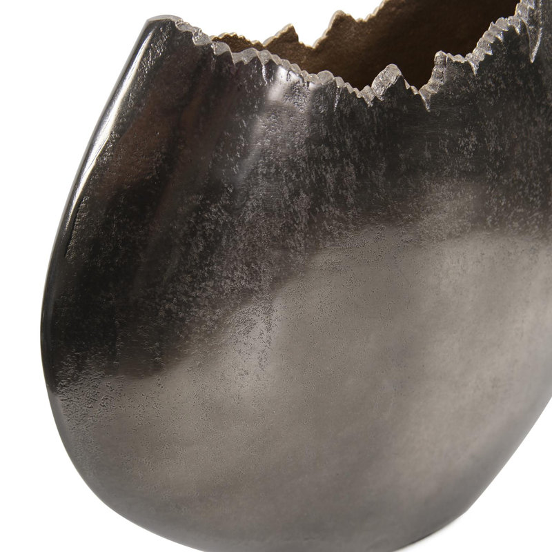 Baniff Jagged Edged Disc Vase- Medium, 10" H x 11.5" W x 3.5" D