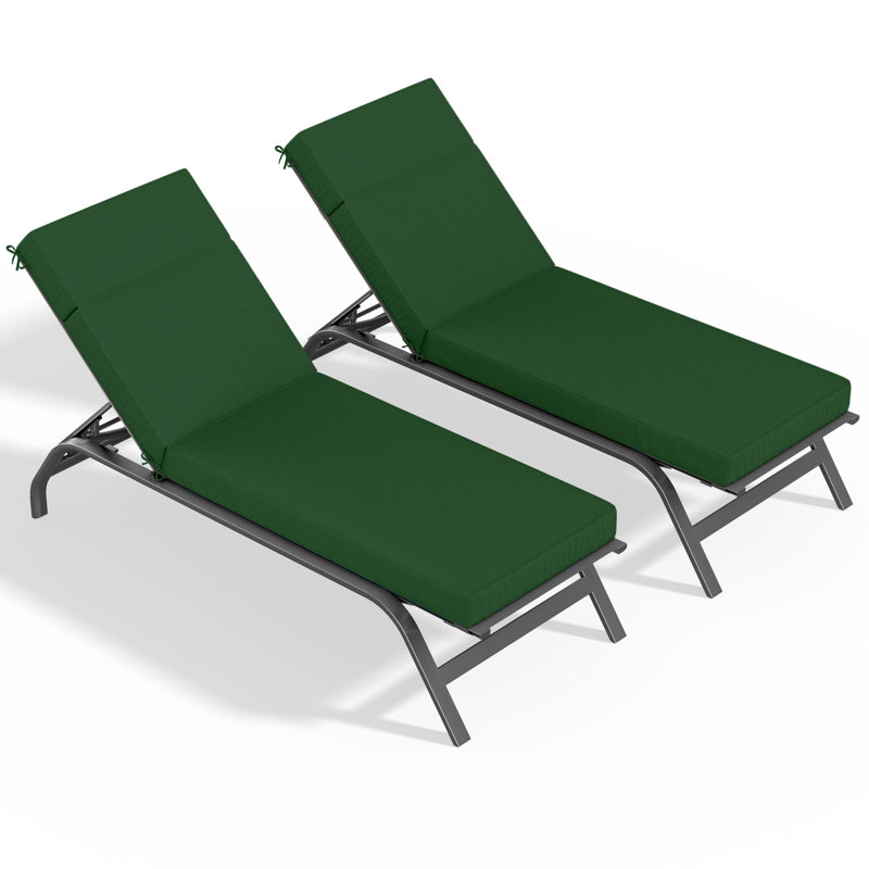 Outdoor Chaise Lounge Cushion – Weather-Resistant, Reversible, Plush Comfort, 26" W x 80" D, Hunter Green