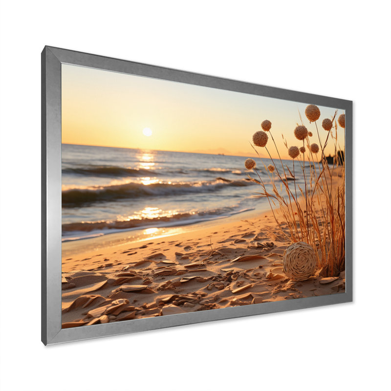 «Allyce Beachside Whispers VII», reproduction sur toile, H 34 po x l 44 po x P 1,5 po, Cadre photo argenté