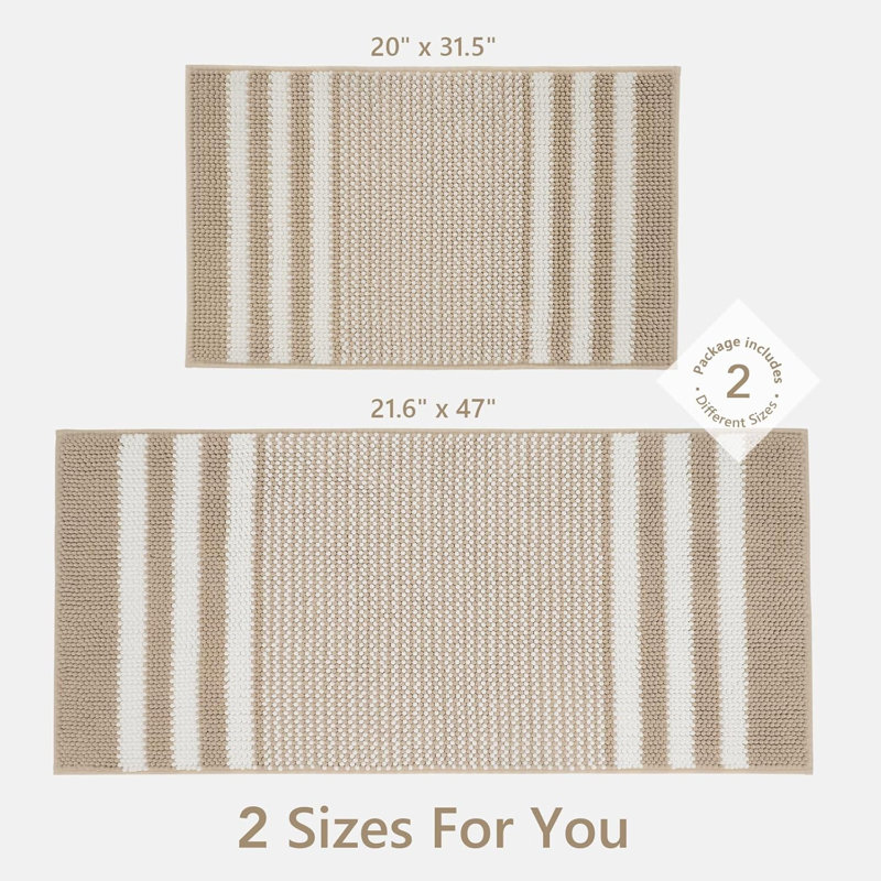 2-piece Bathroom Rug Set Khaki