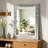 Decorative Rectangular Solid Wood Wall Mirror With Beaded Frame